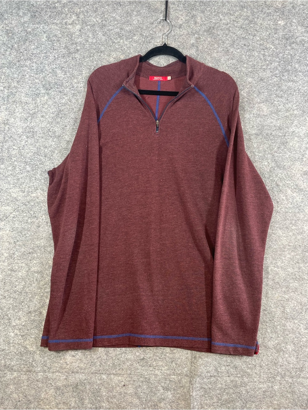 Agave Maroon Quarter Zip Cotton Blend Pullover Sweater Size Large
